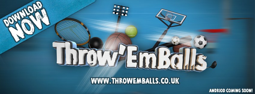 ThrowEmBalls: tennis, basket and football balls flying at a hoop, with Download Now