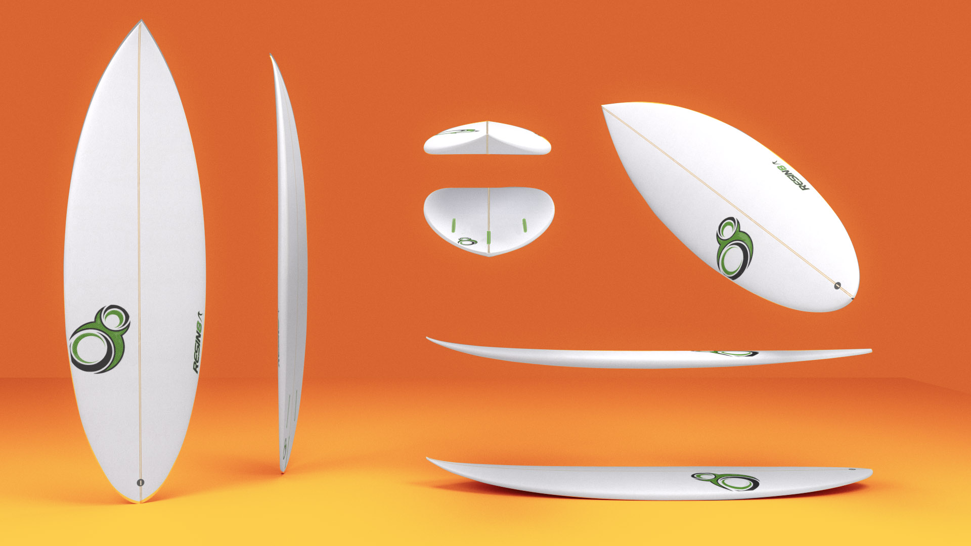 3D Surfboard Renders and Website Design for Resin8 in Cornwall