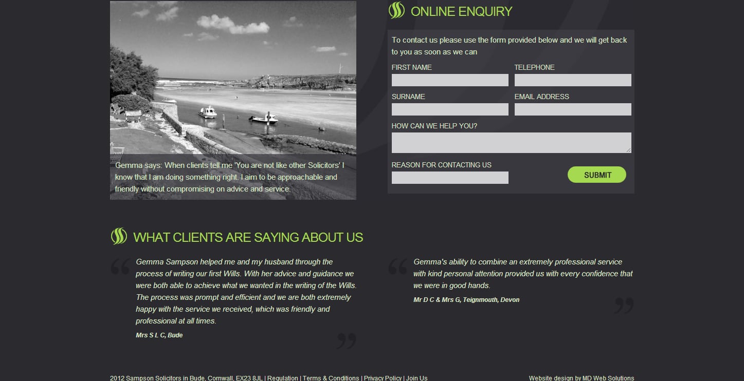 Branding and Website Design For Bude Based Solicitors, part 2 of 2
