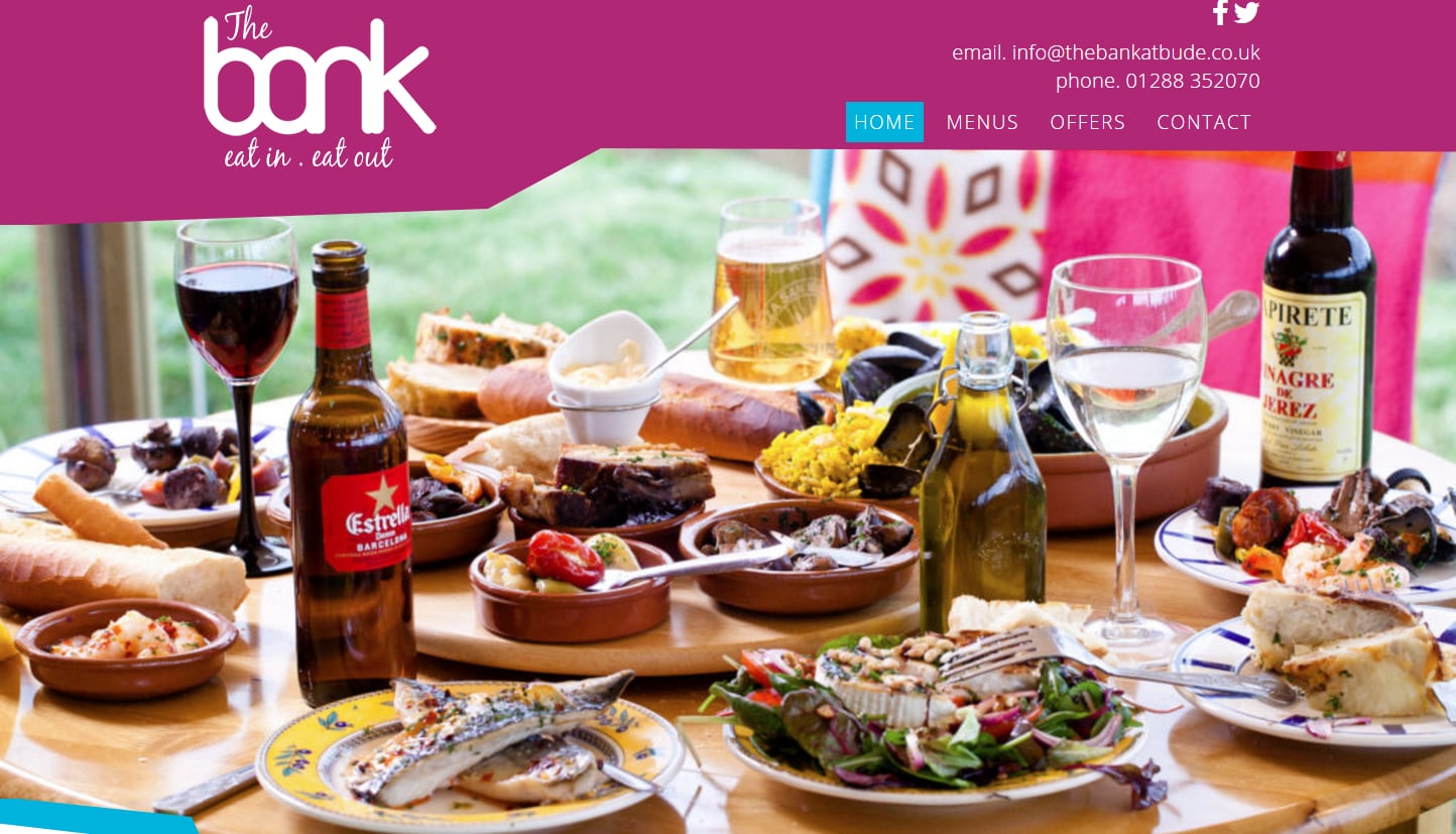 Cornwall Website Design for The Bank At Bude: Tapas and Cocktail Bar, part 1 of 4