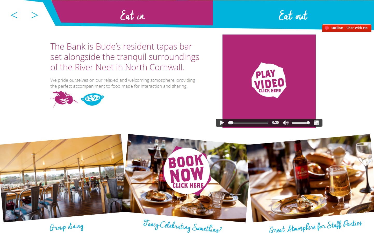 Cornwall Website Design for The Bank At Bude: Tapas and Cocktail Bar, part 2 of 4