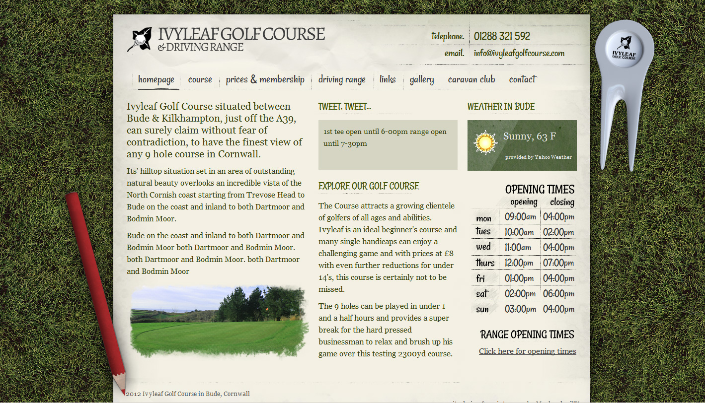 Golf Website Design for Ivyleaf in Bude, Cornwall