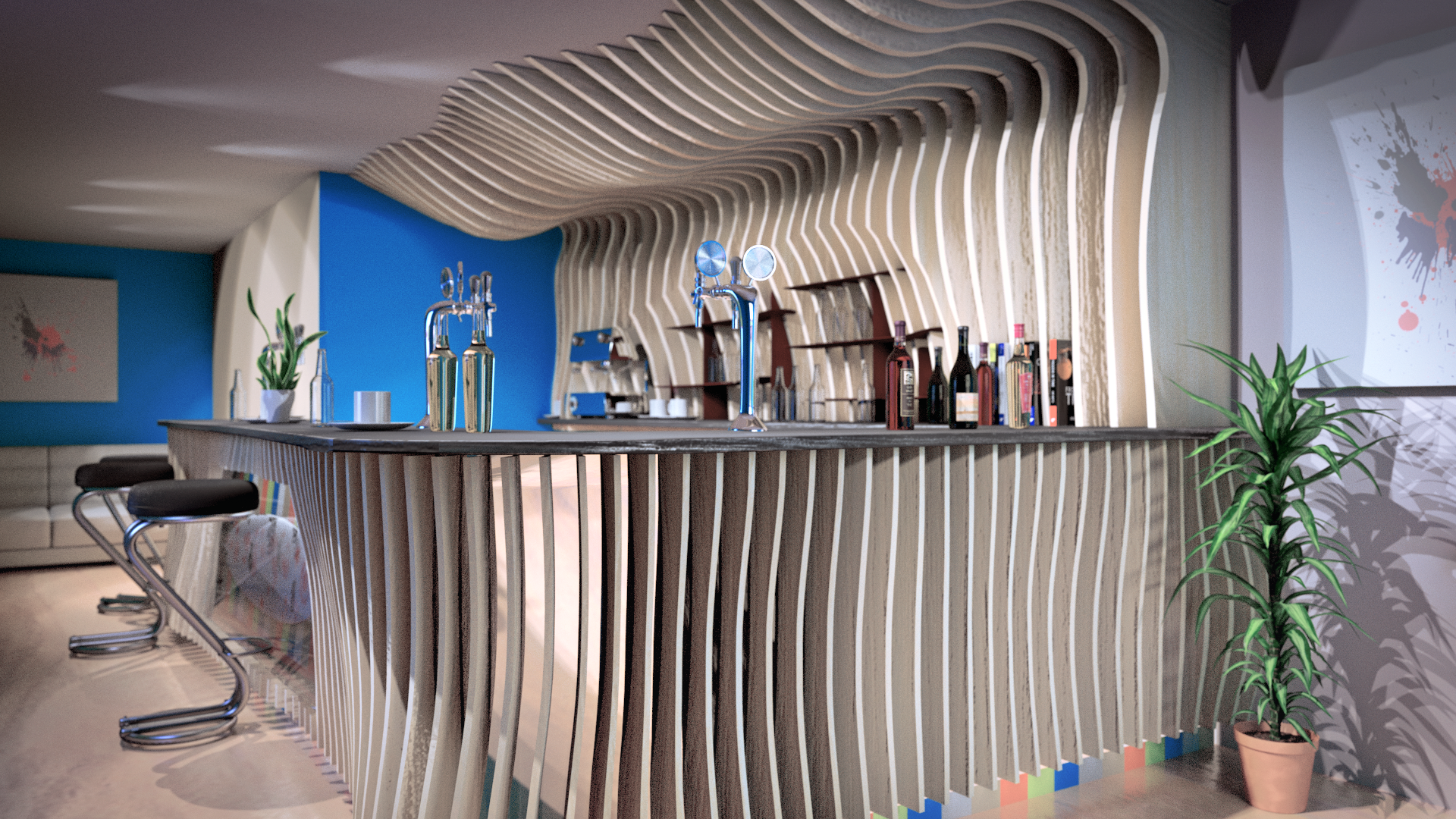 Realistic 3D Bar Visualisation for TommyJacks Hotel in Bude, Cornwall