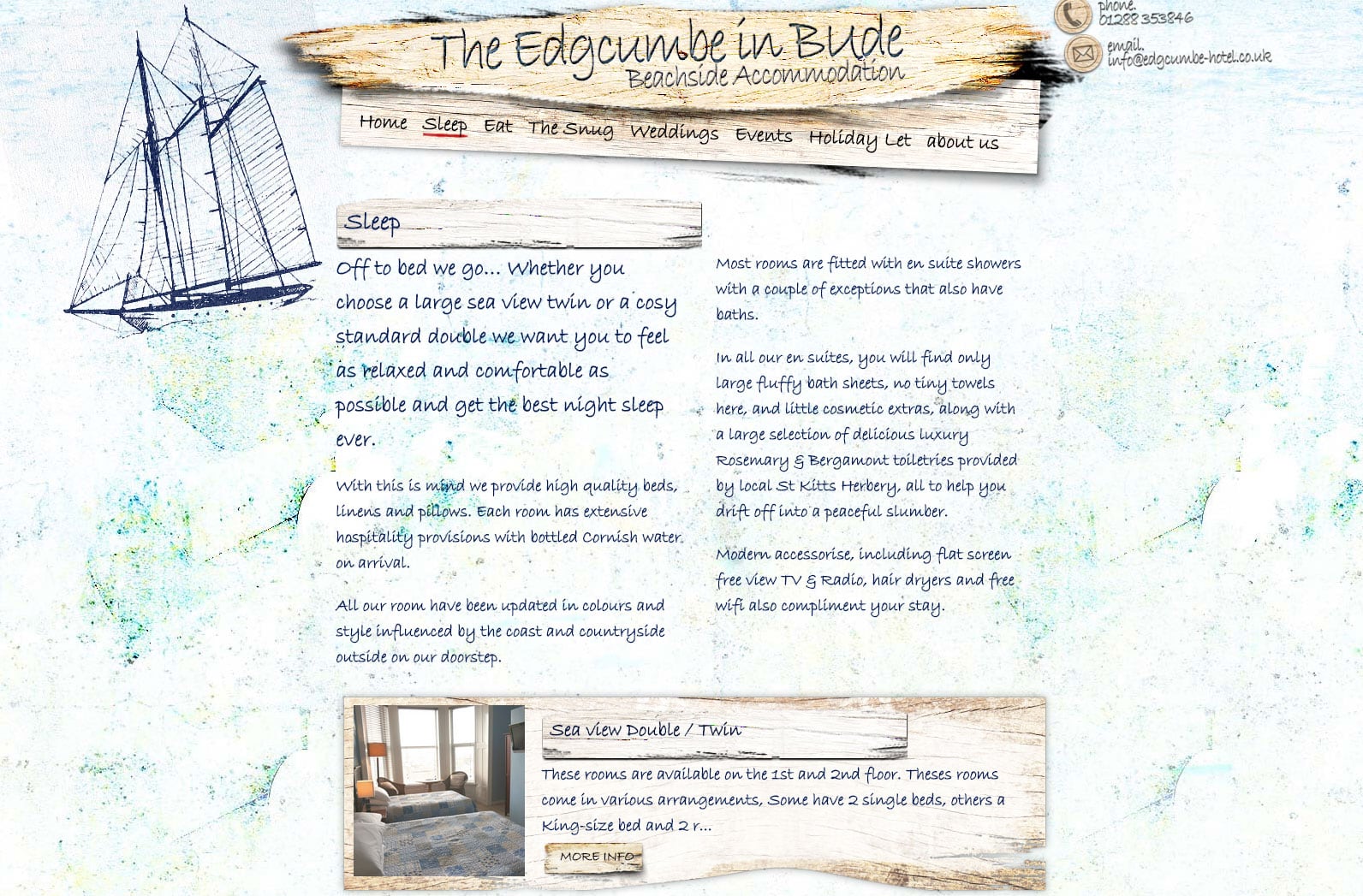 Seaside Accommodation Website Design for Edgcumbe in Bude, part 3 of 4