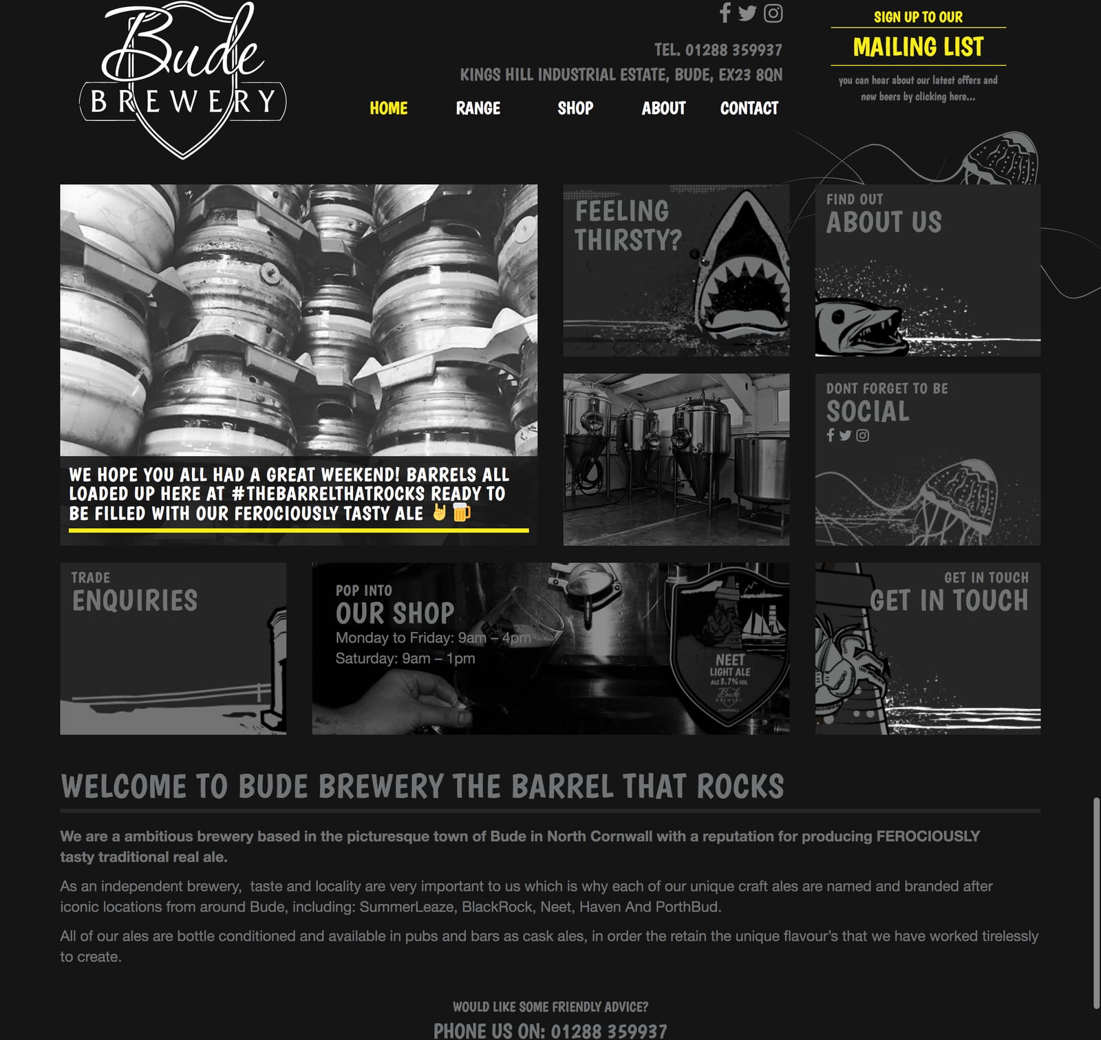 Tile Inspired Website Design for Bude Brewery, part 1 of 2