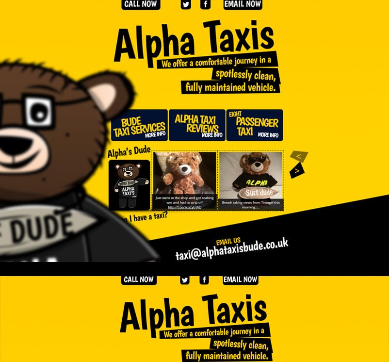 Website Design and Development for AlphaTaxis in Bude, part 1 of 3