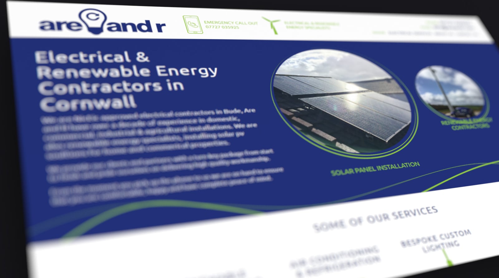 Website Design for a Bude Based Electrician: Are and R, part 1 of 2