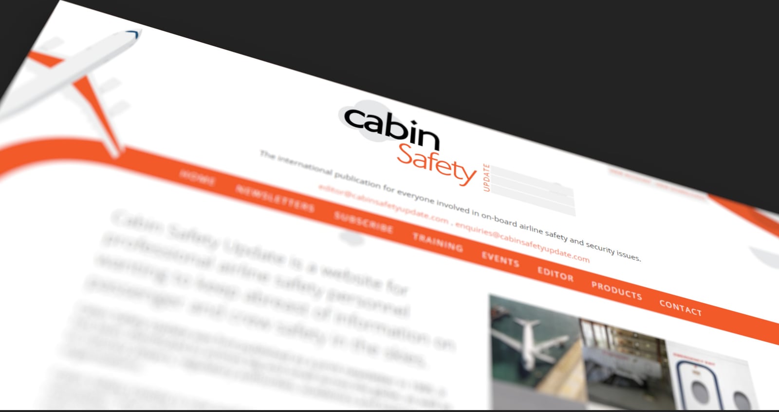 Website Design for Cabin Safety Update: Passenger Safety Newsletters, part 1 of 2