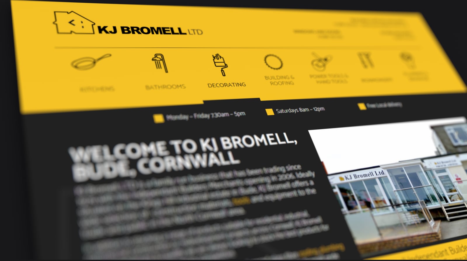 Website Design for KJ Bromell, a Builders Merchants in North Cornwall, part 1 of 2