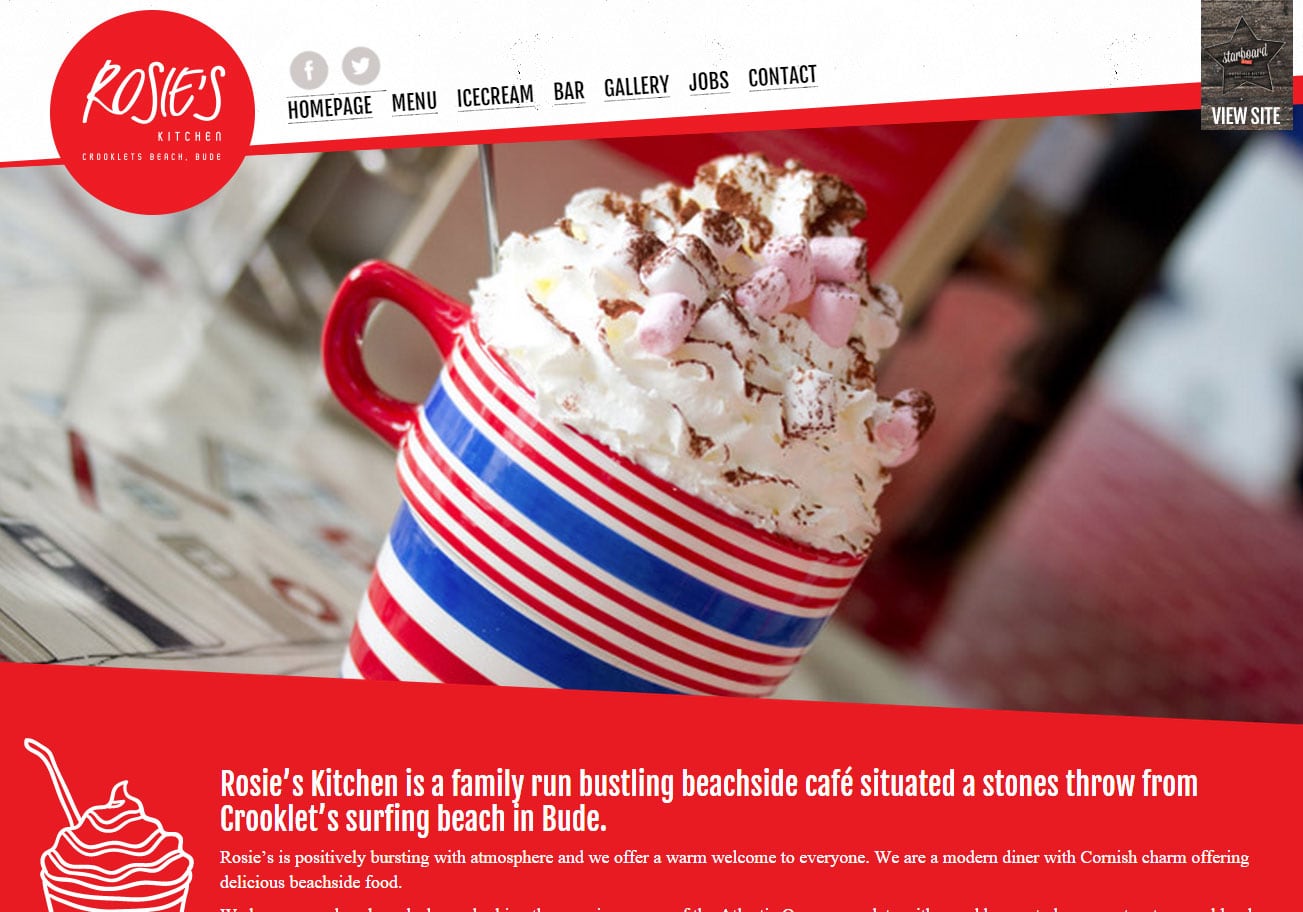 Website Design for Rosies and Starboard Restaurants, part 1 of 5