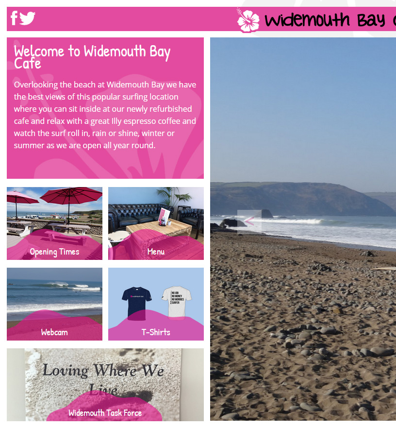 Website Design for Widemouth Bay Cafe, Cornwall